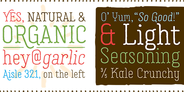 Card displaying Garlic Salt typeface in various styles