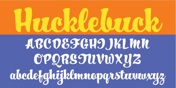 Card displaying HucklebuckJF typeface in various styles