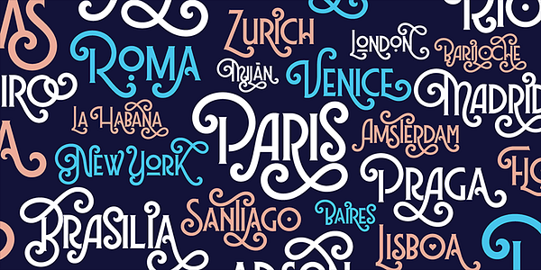 Card displaying Lubaline typeface in various styles