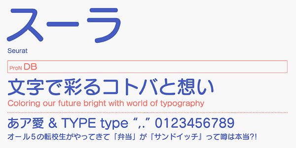 Card displaying FOT-Seurat ProN typeface in various styles