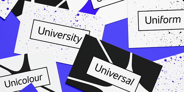 Card displaying Unitext typeface in various styles