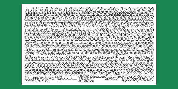 Card displaying Sudz typeface in various styles