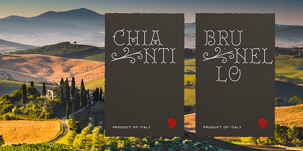 Card displaying Royale typeface in various styles