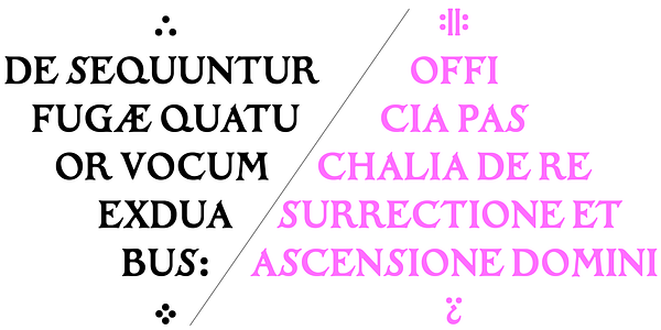 Card displaying Rhau typeface in various styles