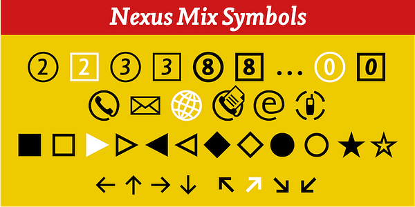 Card displaying Nexus Mix typeface in various styles