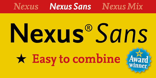 Card displaying Nexus Sans typeface in various styles