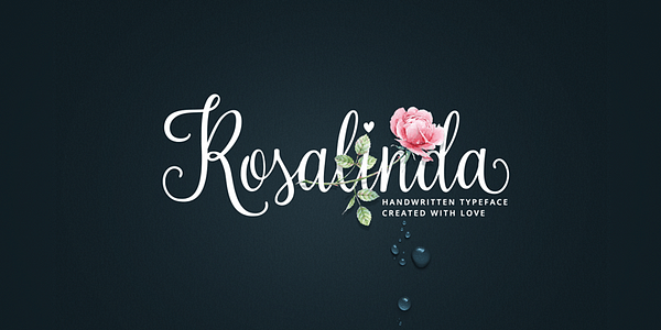 Card displaying Rosalinda typeface in various styles