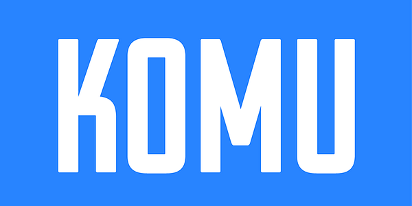 Card displaying Komu typeface in various styles