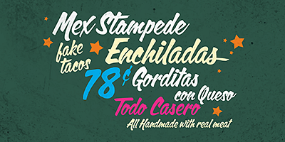 Card displaying Calgary Script typeface in various styles