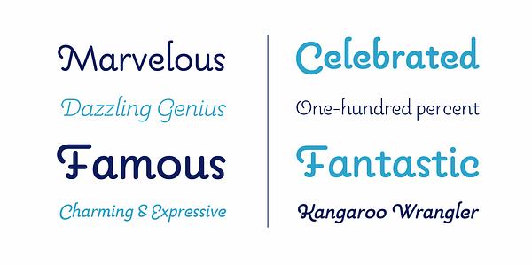 Card displaying Pauline typeface in various styles