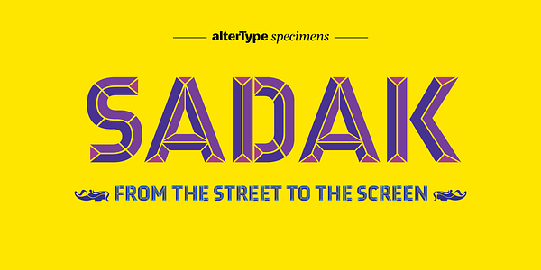 Card displaying Sadak typeface in various styles