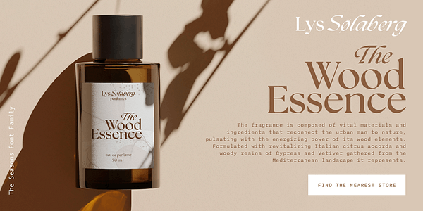 Card displaying The Seasons typeface in various styles