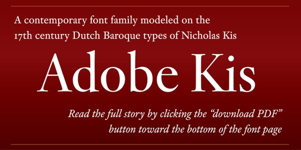 Card displaying Adobe Kis typeface in various styles