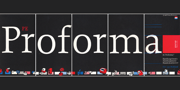 Card displaying Proforma typeface in various styles