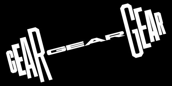 Card displaying Gear Wide typeface in various styles