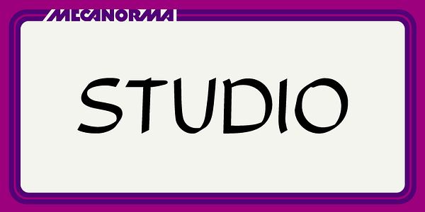 Card displaying Studio MN typeface in various styles