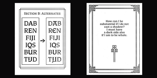 Card displaying Thanatos Variable typeface in various styles