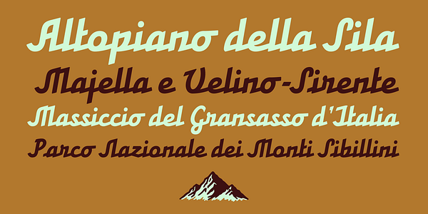 Card displaying AM Appennino typeface in various styles