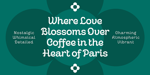 Card displaying Cafe Romantique typeface in various styles