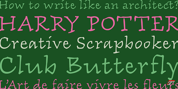 Card displaying Zingiber typeface in various styles