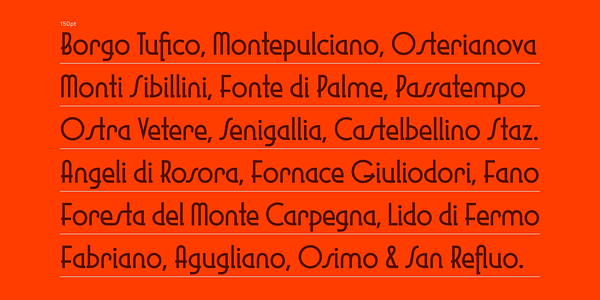 Card displaying AM Marche typeface in various styles