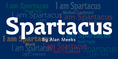 Card displaying Spartacus typeface in various styles