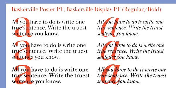Card displaying Baskerville PT typeface in various styles