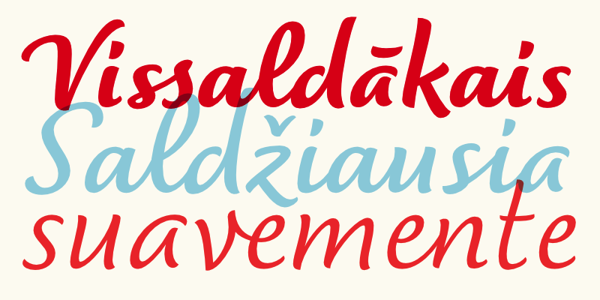 Card displaying Dolce typeface in various styles