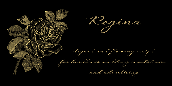 Card displaying Regina typeface in various styles