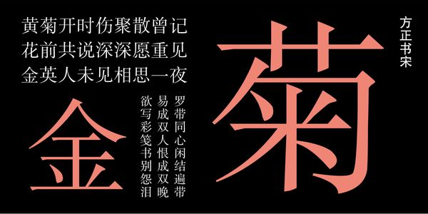 Card displaying Fāng Zhèng Shū Sòng typeface in various styles