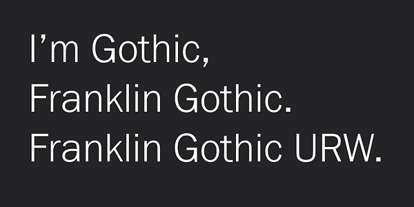 Card displaying Franklin Gothic URW typeface in various styles