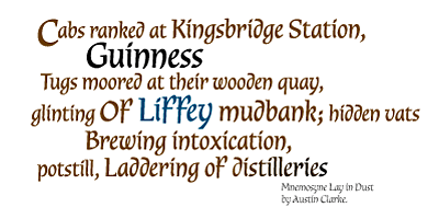 Card displaying Dublin typeface in various styles