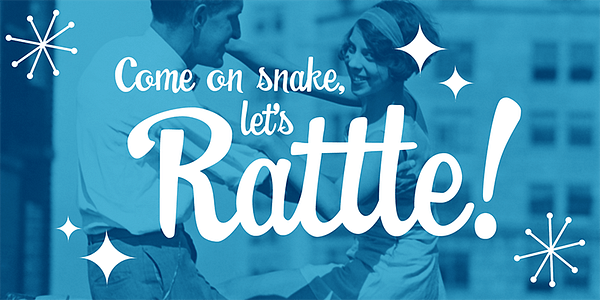 Card displaying Swingdancer typeface in various styles