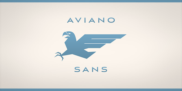 Card displaying Aviano Sans typeface in various styles