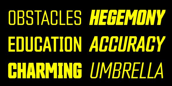 Card displaying Countach typeface in various styles