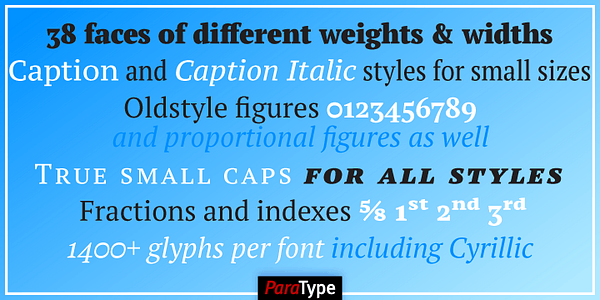 Card displaying PT Serif Pro typeface in various styles