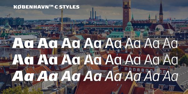 Card displaying Kobenhavn C typeface in various styles