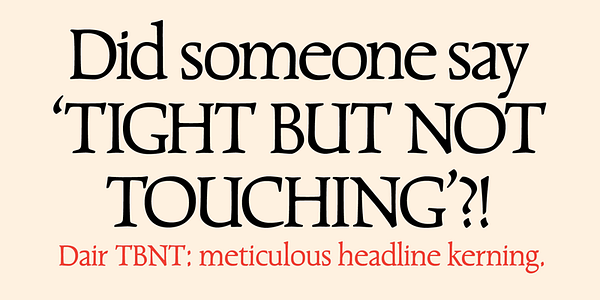 Card displaying Dair typeface in various styles