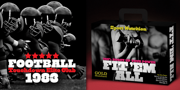 Card displaying Bombarda typeface in various styles