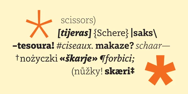 Card displaying MVB Dovetail typeface in various styles