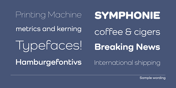 Card displaying Como typeface in various styles