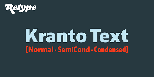 Card displaying Kranto Text typeface in various styles