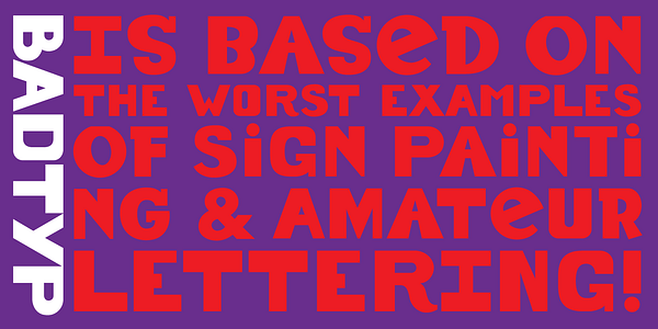Card displaying BadTyp typeface in various styles