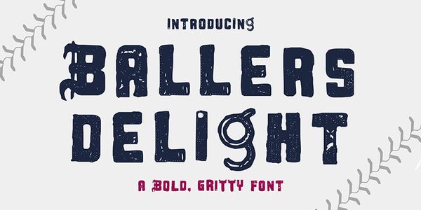 Card displaying Ballers Delight typeface in various styles