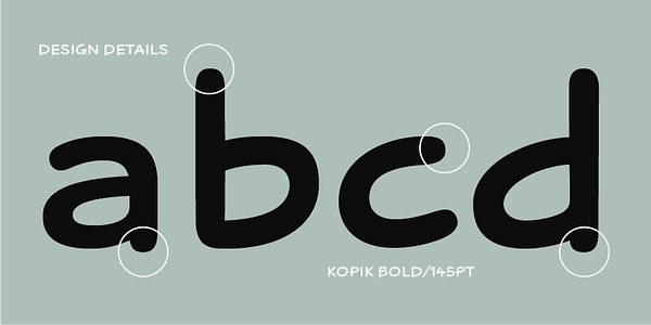 Card displaying Kopik typeface in various styles