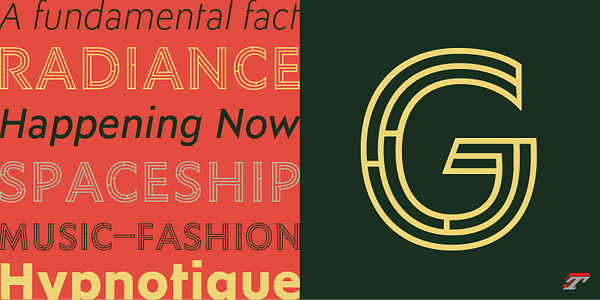 Card displaying Ysans Mondrian typeface in various styles