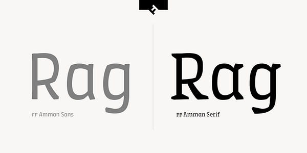 Card displaying FF Amman Serif typeface in various styles