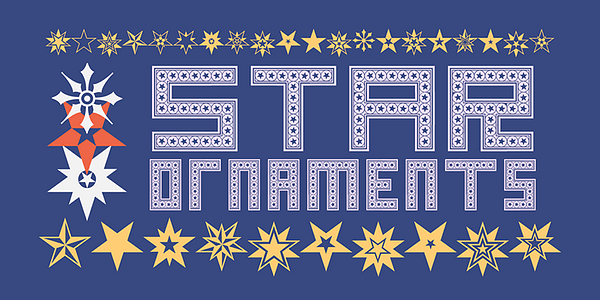 Card displaying HWT Star Ornaments typeface in various styles