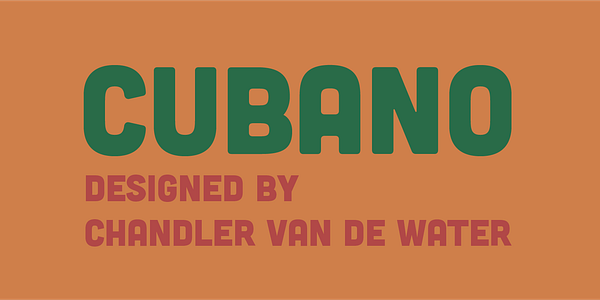 Card displaying Cubano typeface in various styles
