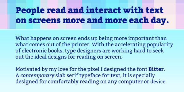 Card displaying Bitter typeface in various styles